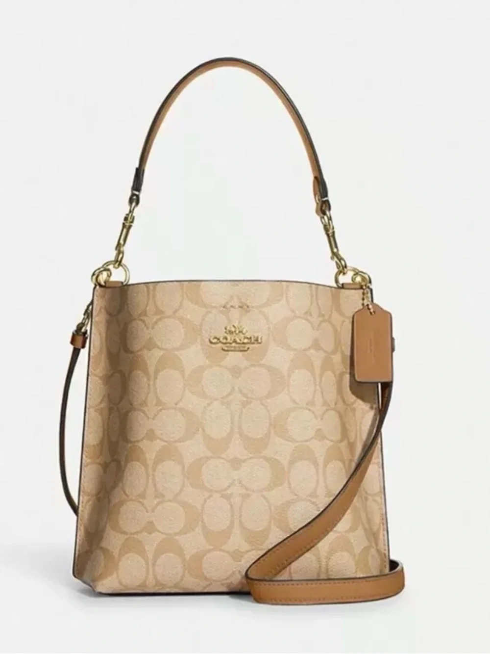 Coach Mollie Bucket Bag Signature Canvas Gold Light Khaki Crossbody Classic